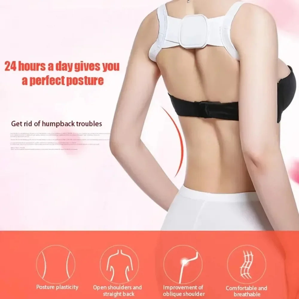 Bigzora Adjustable Back Posture Corrector Shoulder Belt Black