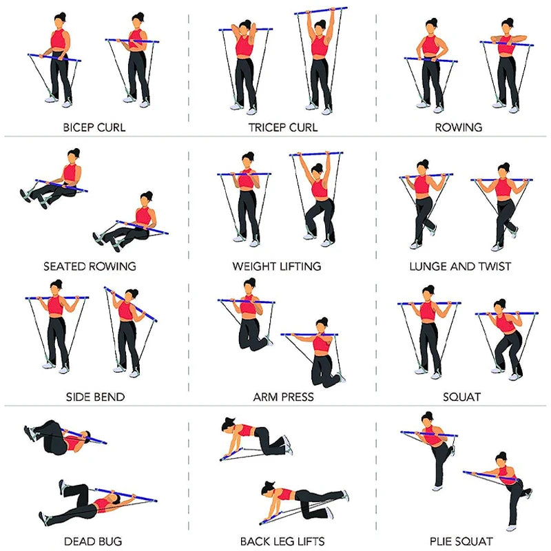 Bigzora Pilates Bar Kit Resistance Band Fitness Set