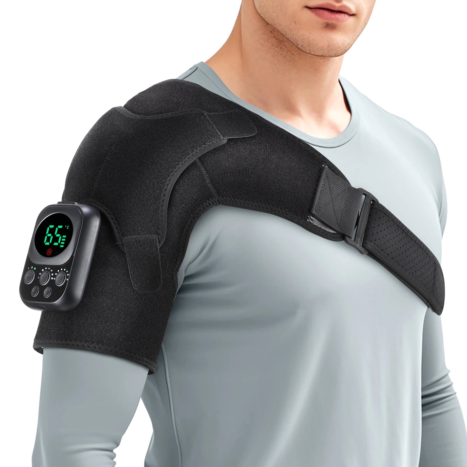 Bigzora Electric Heated Shoulder Brace Massage Support Wrap