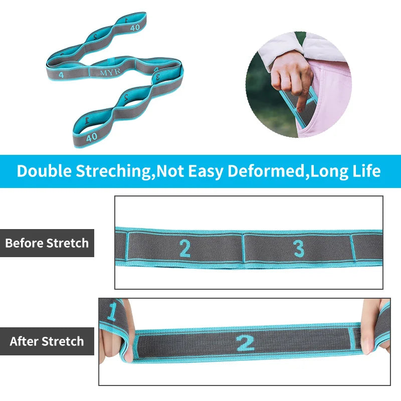 Yoga Stretch Strap with Loops – Flexibility Training Band