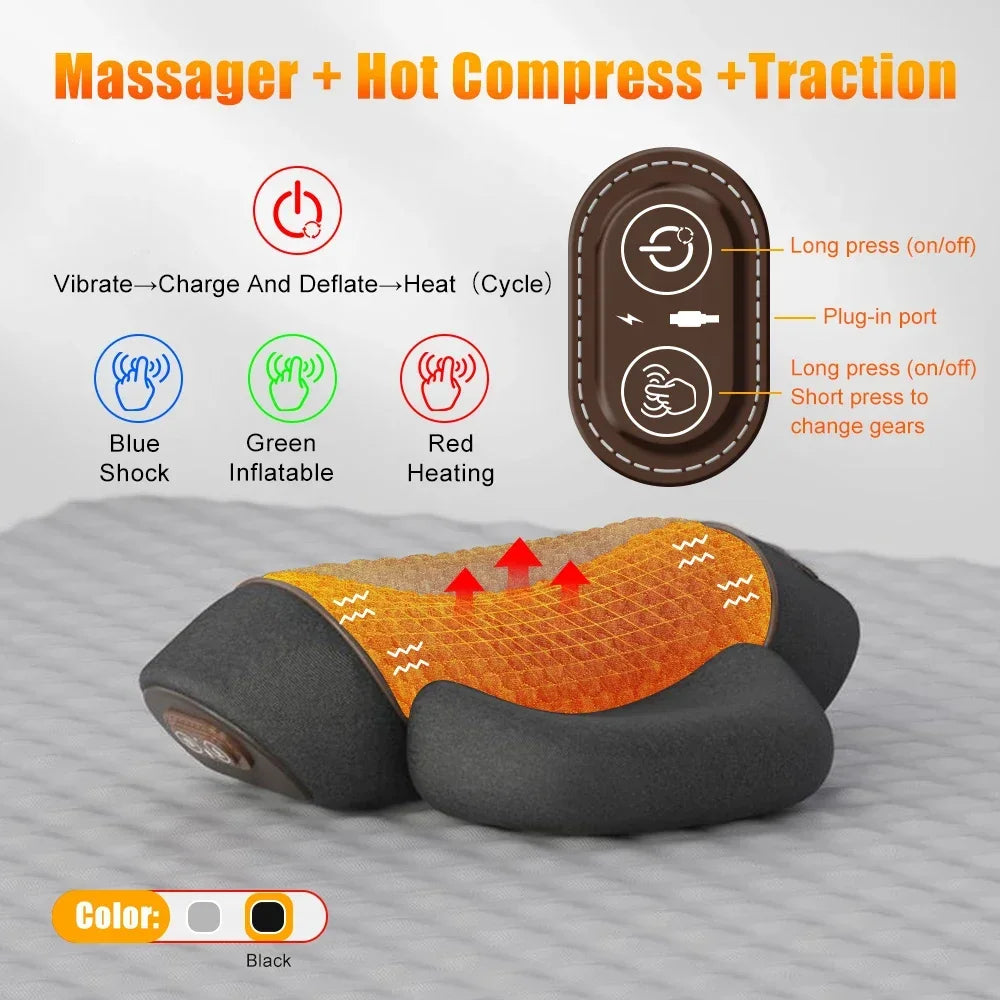 Bigzora Electric Neck Massager Pillow with Heat & Vibration