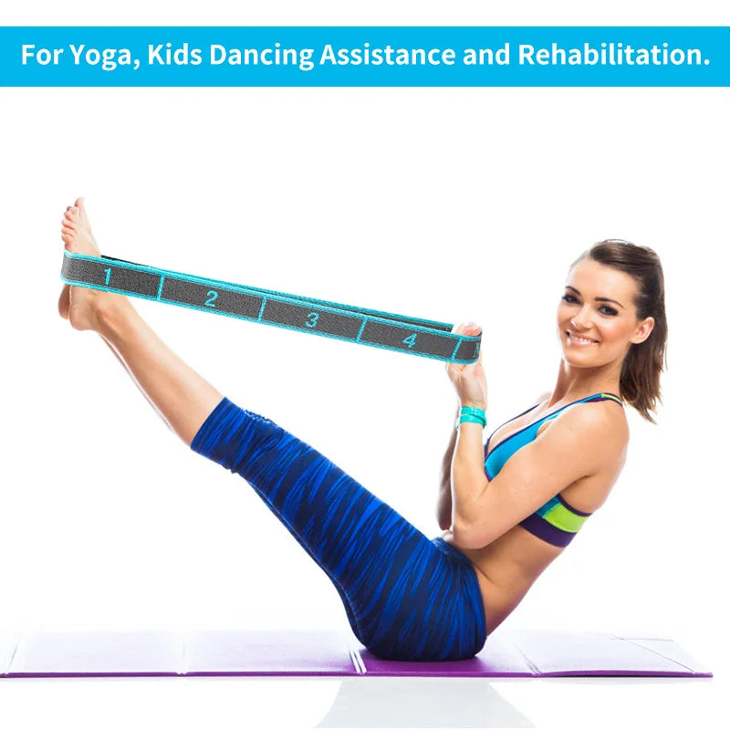 Yoga Stretch Strap with Loops – Flexibility Training Band