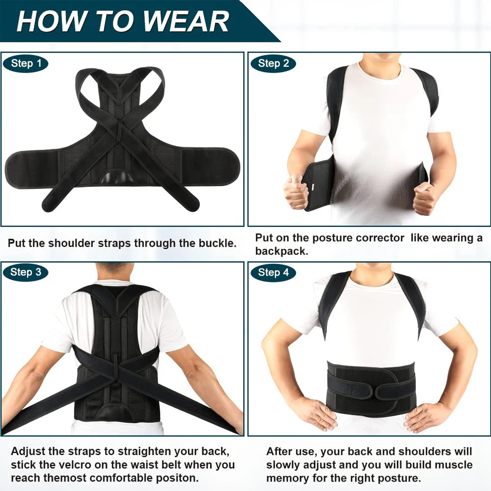 Bigzora Adjustable Back Posture Corrector Brace for Men & Women