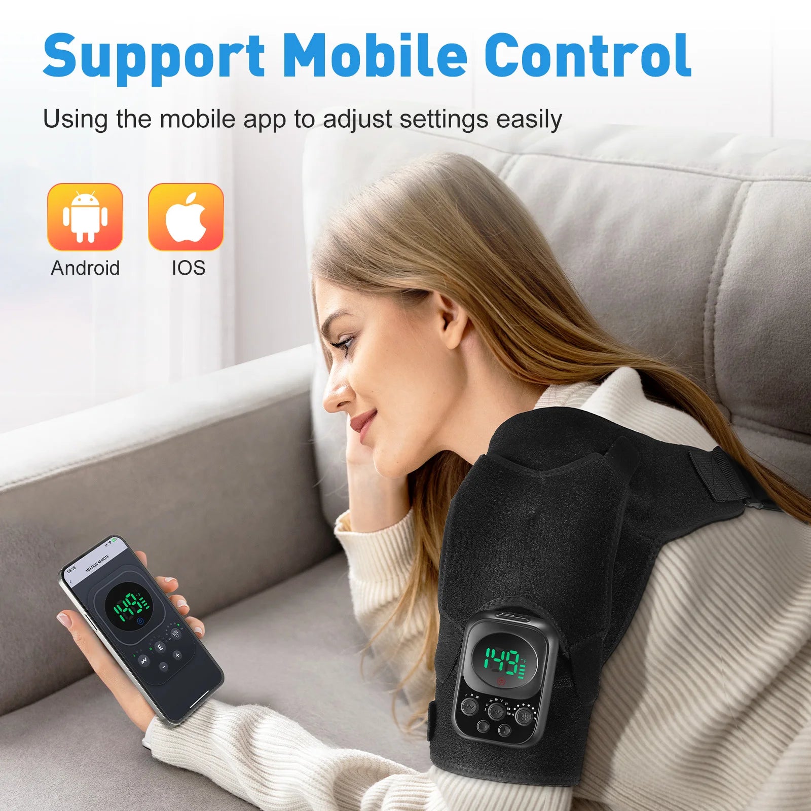 Bigzora Electric Heated Shoulder Brace Massage Support Wrap