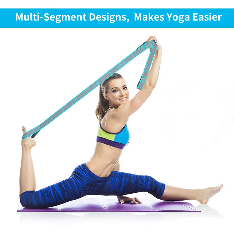 Yoga Stretch Strap with Loops – Flexibility Training Band