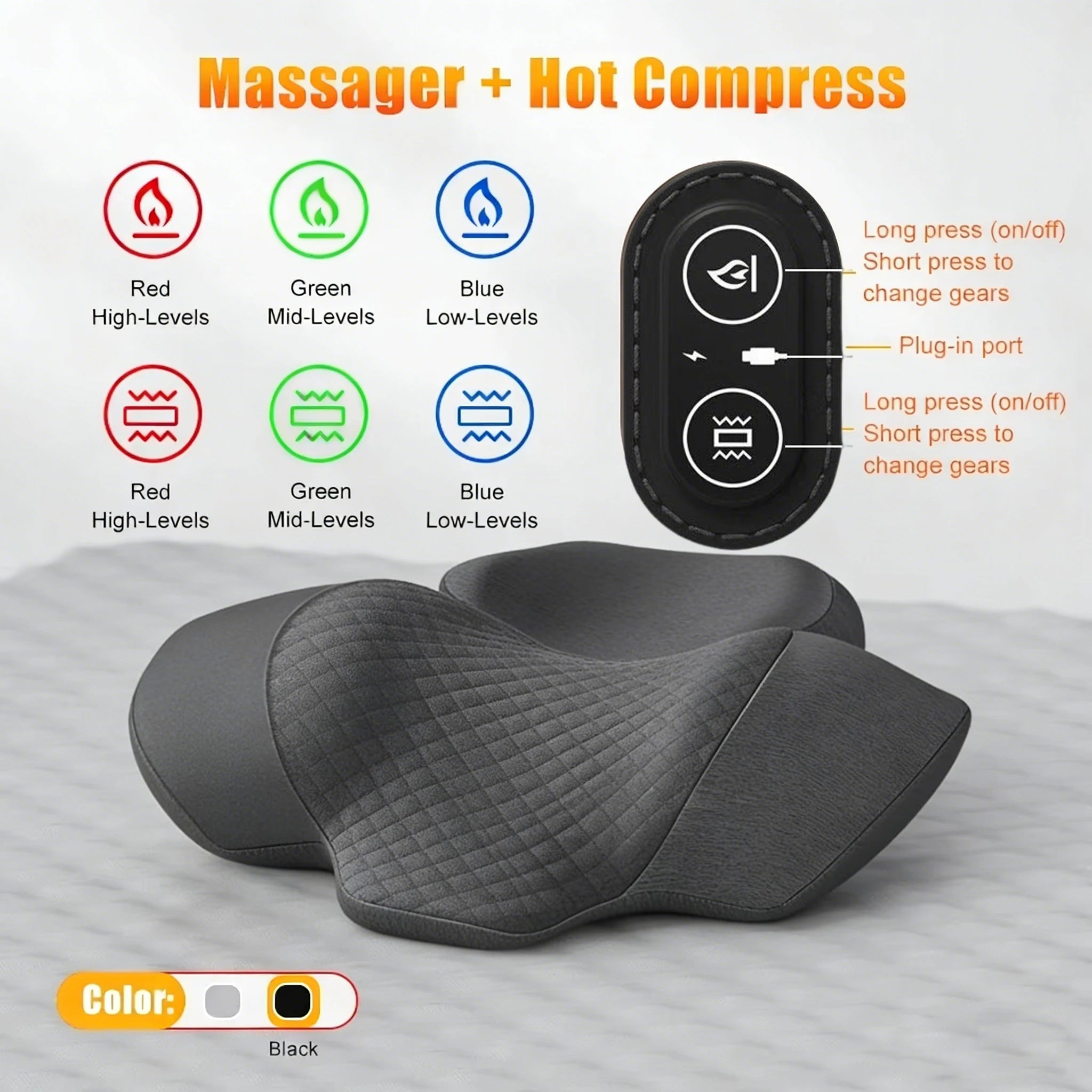 Bigzora Electric Neck Massager Pillow with Heat & Vibration