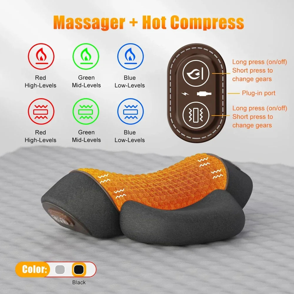 Bigzora Electric Neck Massager Pillow with Heat & Vibration